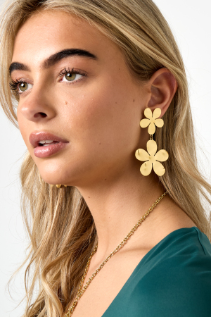 Boucles D'Oreilles Pendantes En Acier Inoxydable, Série Fleur, Décontractée, Simple Et Quotidienne, Bijoux Pour Femmes h5 Image2