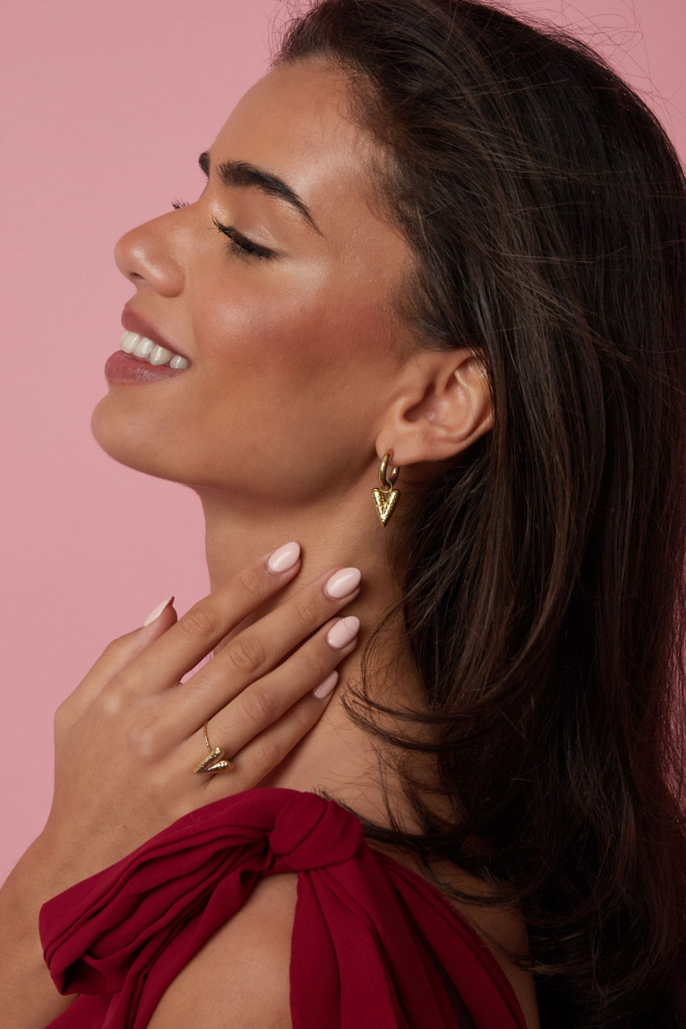 Boucles D'Oreilles Avec Pendentif Cœur Structuré Image2