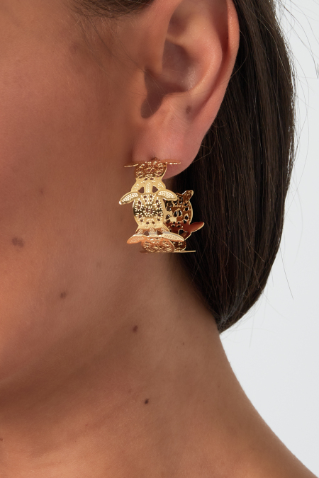 Boucles d'oreilles créoles tortue de mer 2
