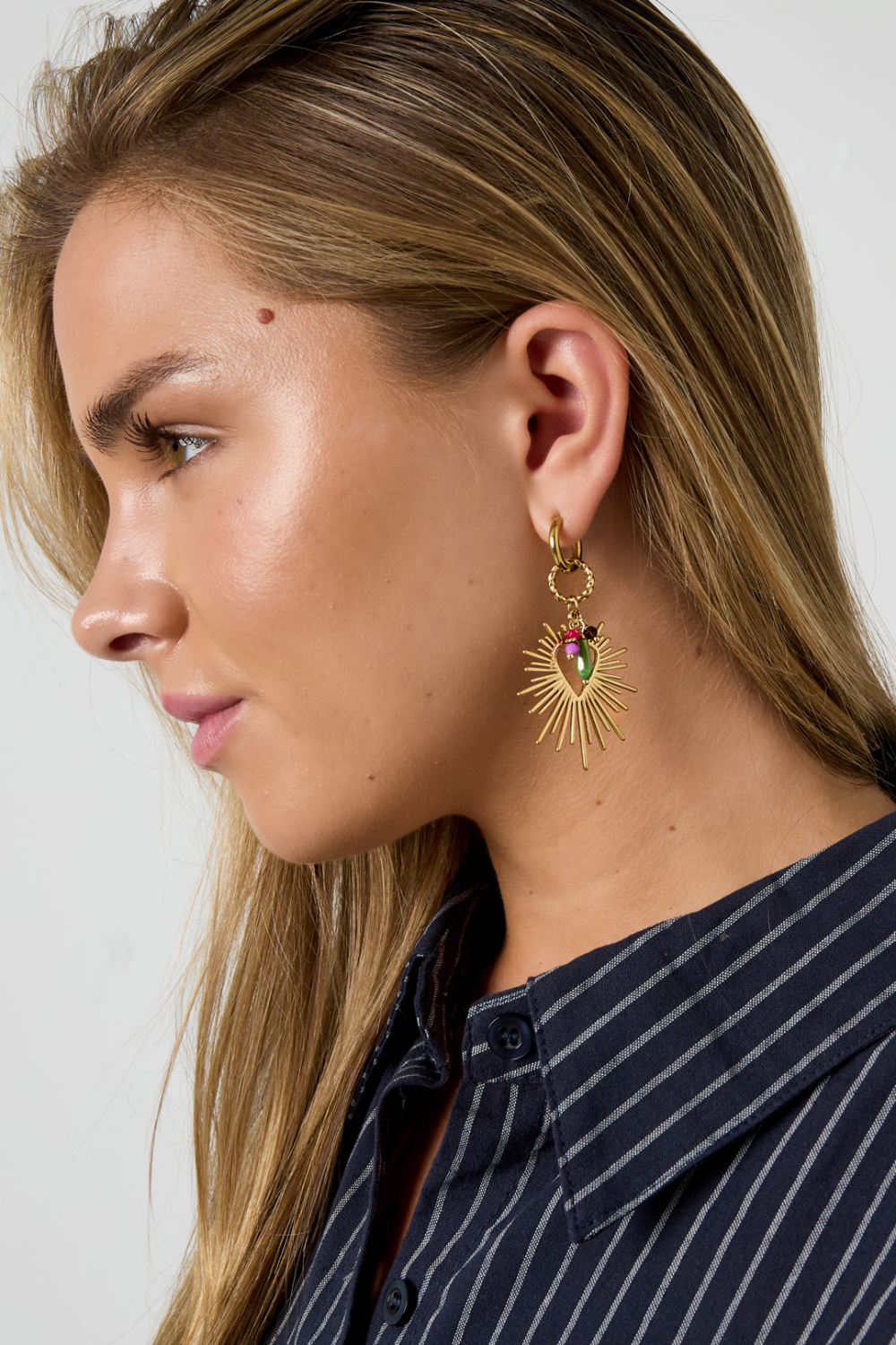 Boucles D'Oreilles À Breloques Happy Heart Brillantes h5Image2