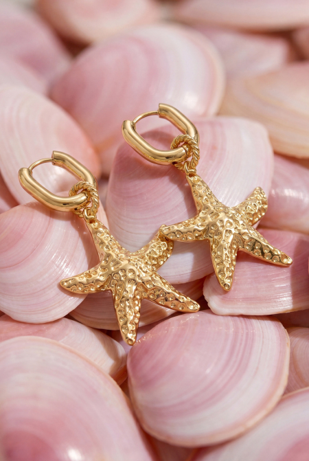 Boucles d'oreilles squovales avec pendentif étoile de mer 2