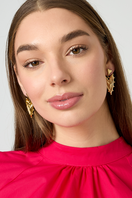 Boucles d'oreilles pendantes en acier inoxydable en forme de cœur, collection décontractée et simple pour femmes 2