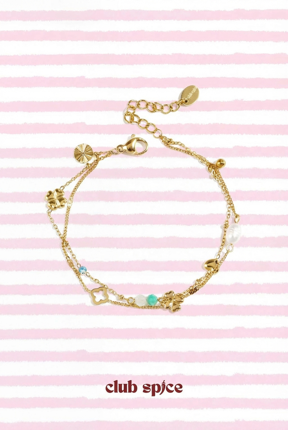 Bracelet Orné De Trèfles, De Perles Et De Pierres Image2