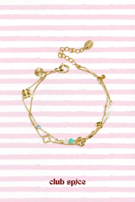 Bracelet orné de trèfles, de perles et de pierres 2