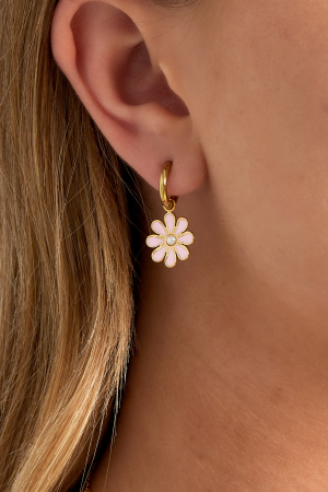 Boucles D'Oreilles Pendantes En Acier Inoxydable, Motif Floral, Style Décontracté Et Quotidien h5 Image2