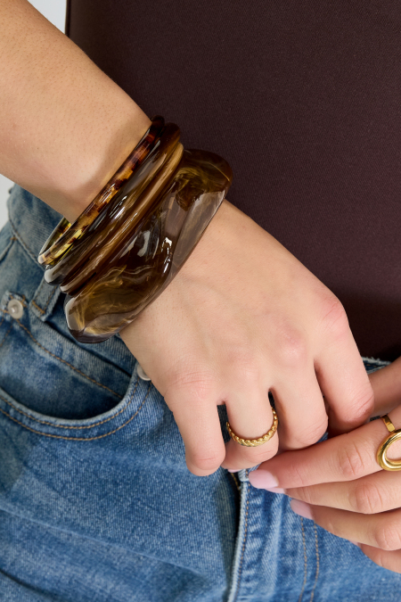 Bracelets en acrylique de couleur unie, style décontracté et simple, pour femme 2