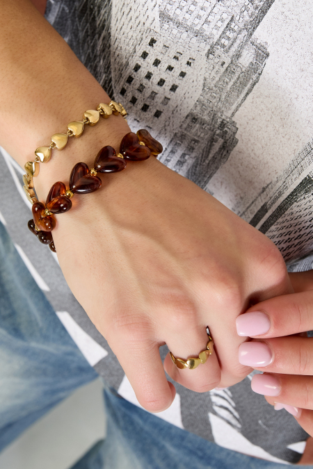Bracelet élastique en perles en forme de cœur 2