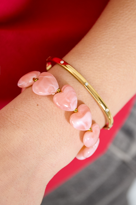 Bracelet avec perles en forme de cœur 2