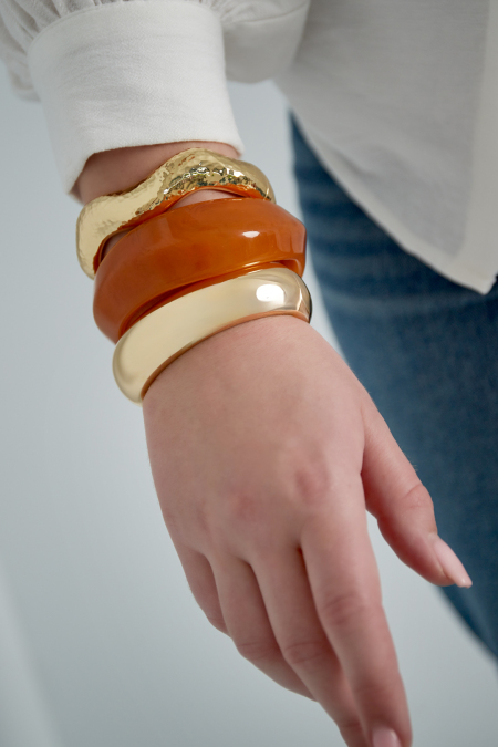 Bracelet jonc courbe doré 2