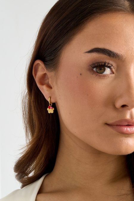 Boucles d'oreilles avec fleur pendante et perles 2