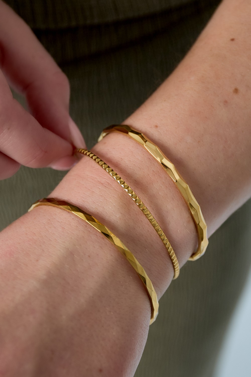 Bracelets Géométriques En Acier Inoxydable, Style Décontracté Et Quotidien Image2