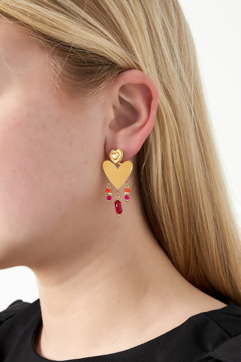 Boucles D'Oreilles Pendantes En Forme De Cœur h5Image2