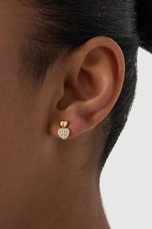 Boucles D'Oreilles Puces En Forme De Cœur Avec Pierres h5 Image2