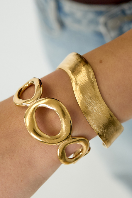 Bracelets manchettes en acier inoxydable, forme irrégulière, collection décontractée et simple pour femmes 2