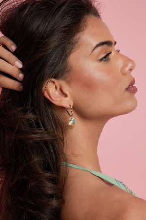 Boucles D'Oreilles Créoles En Forme De Cœur Avec Breloques h5 Image2