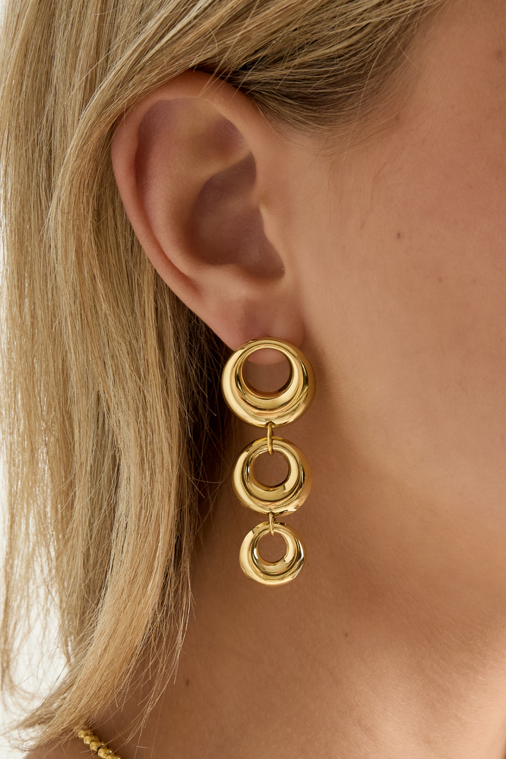 Boucles D'Oreilles Pendantes En Acier Inoxydable, Style Cercle, Décontractées, Simples, Pour Femmes h5Image3