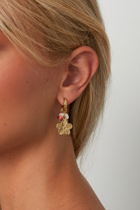 Boucles d'oreilles pendantes en acier inoxydable, série Fleur, décontractée, simple et quotidienne, bijoux pour femmes 2