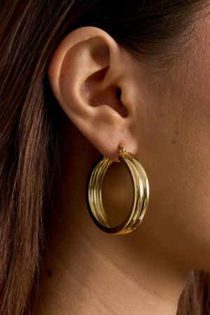 Boucles D'oreilles Créoles Côtelées Acier Inoxydable h5 Image3