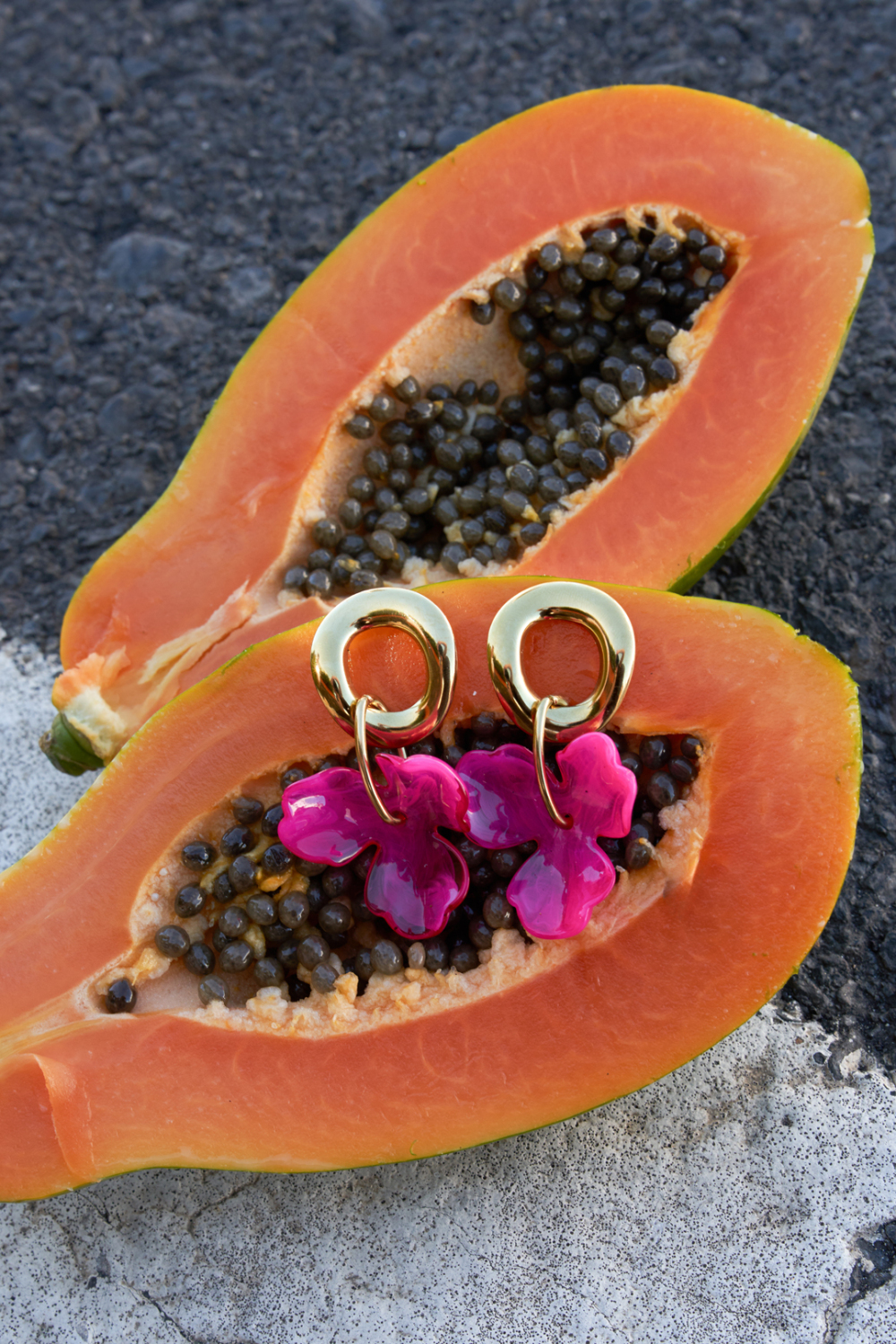 Boucles D'Oreilles Rondes Avec Fleur Pendante h5Image4