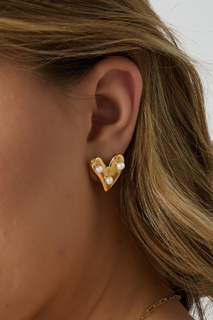 Boucles D'Oreilles En Forme De Cœur Avec Des Perles h5 Image3