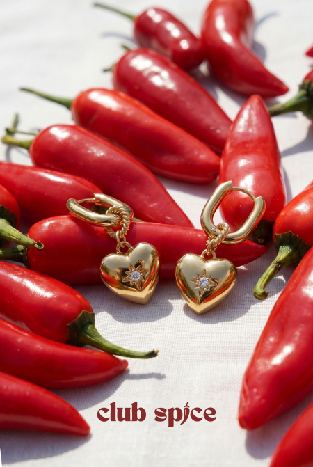 Boucles d'oreilles ovales avec pendentif en forme de cœur et pierre 2