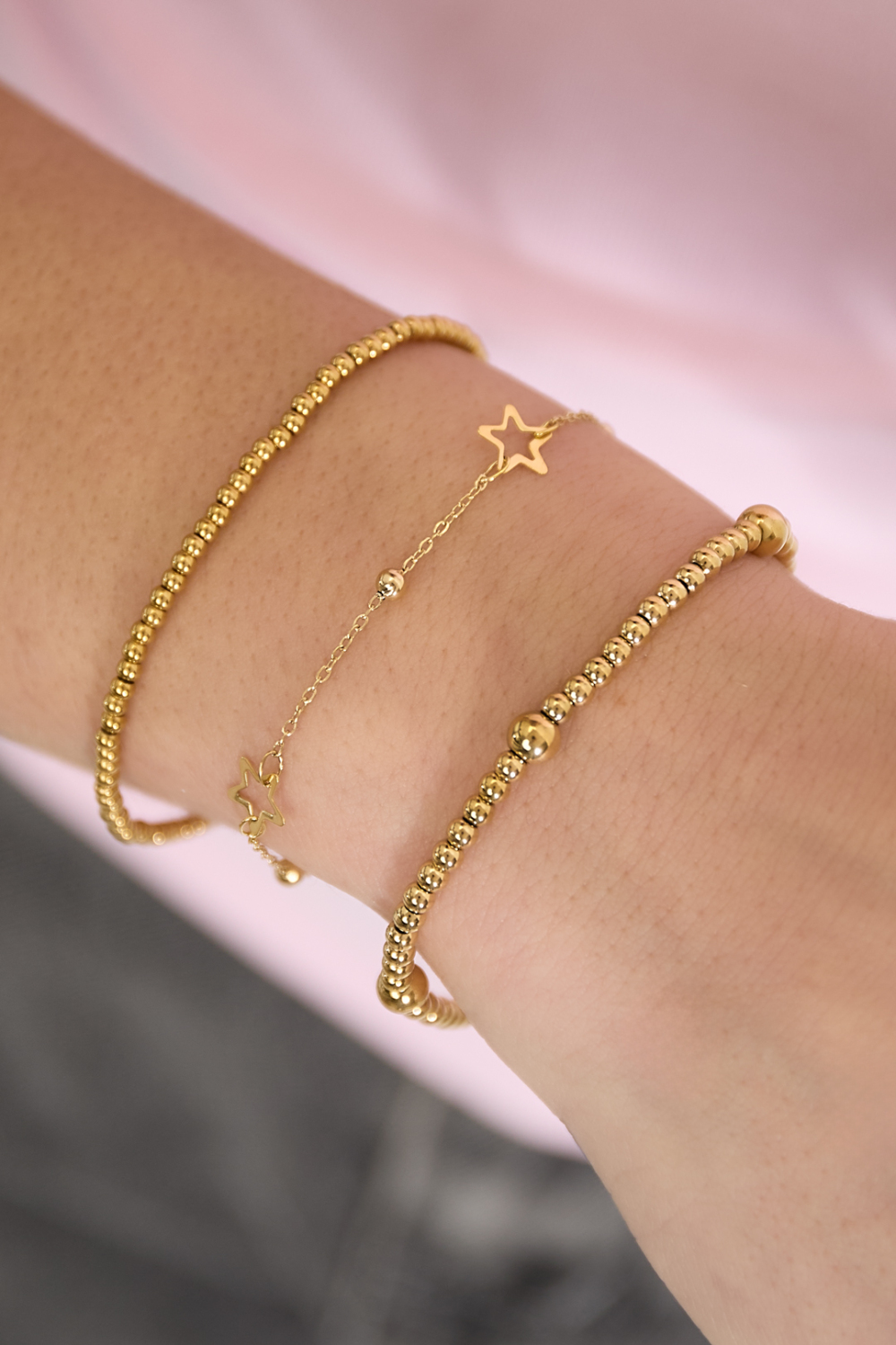 Bracelet Beady Couleur Or Acier Inoxydable Image2