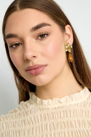 Boucles D'Oreilles Fleuries Avec Perles Organiques h5 Image3