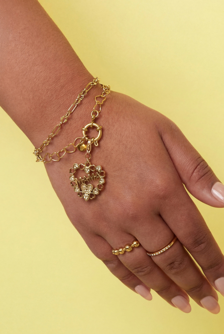 Bracelet avec fermoir avant et maillons en forme de cœur 2