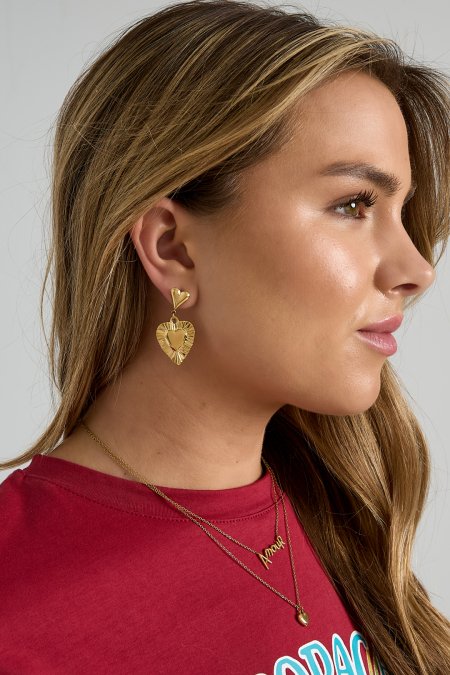 Boucles d'oreilles avec pendentifs en forme de cœur 2