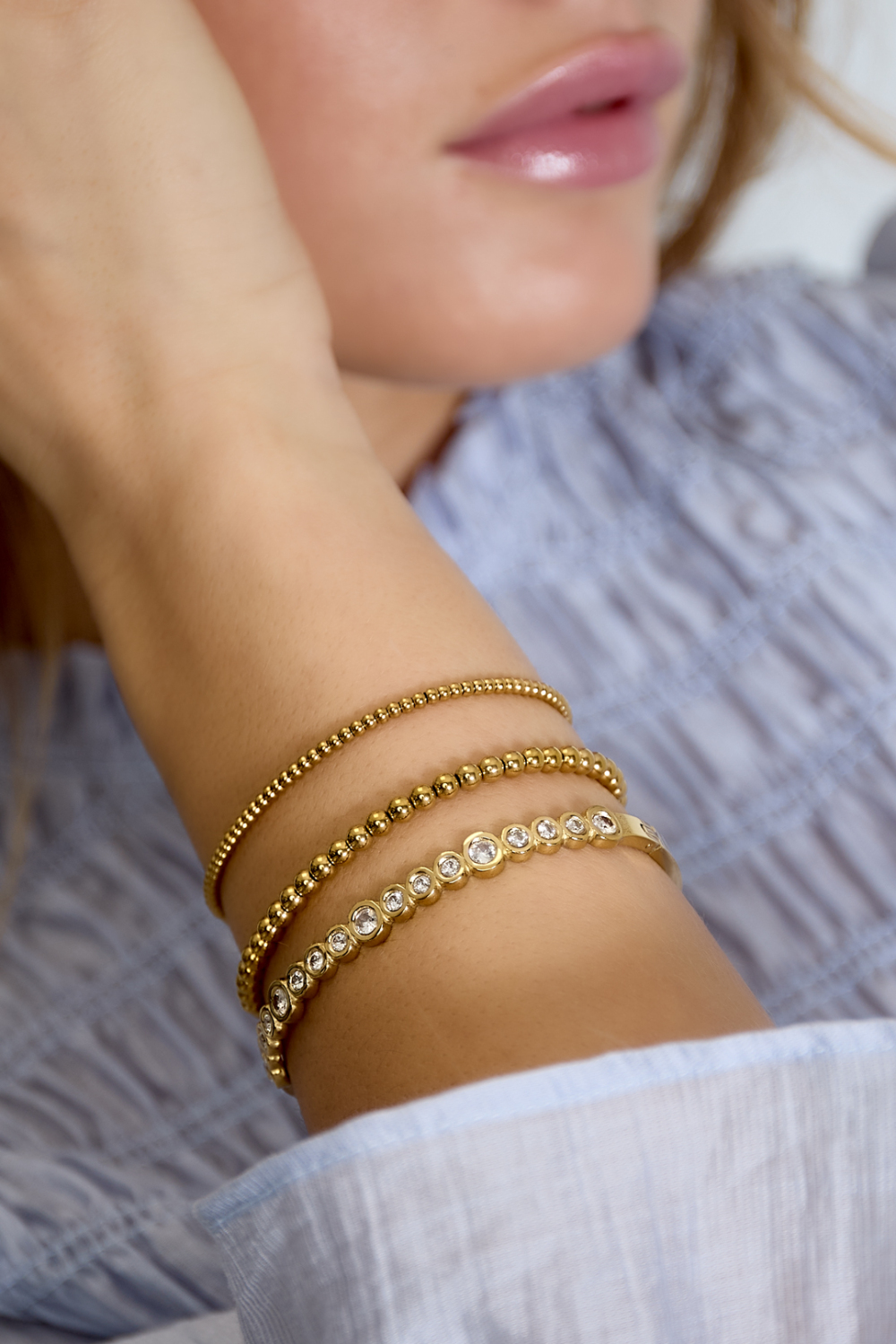 Bracelet Jonc Orné De Pierres Rondes h5Image3