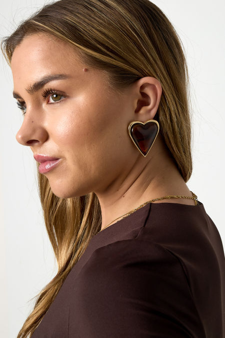 Boucles d'oreilles puces en alliage, style rétro, en forme de cœur, collection Daily Simple, bijoux pour femmes 2