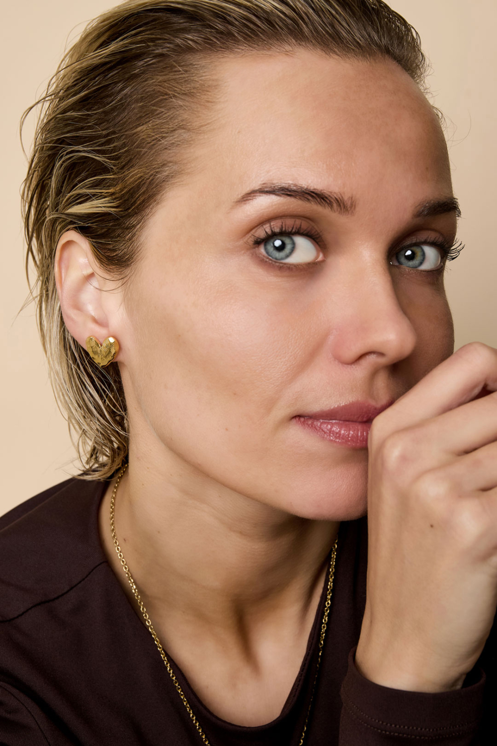 Boucles D'Oreilles À Tige En Forme De Cœur, Série Simple Daily Simple, Bijoux Pour Femmes Image2