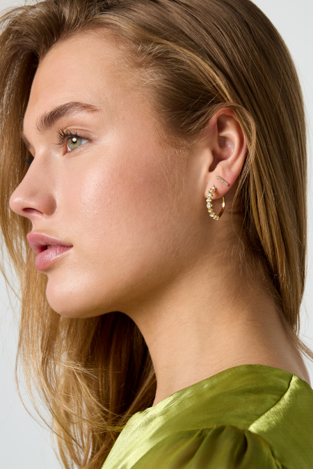 Boucles d'oreilles avec pierres alternées 2