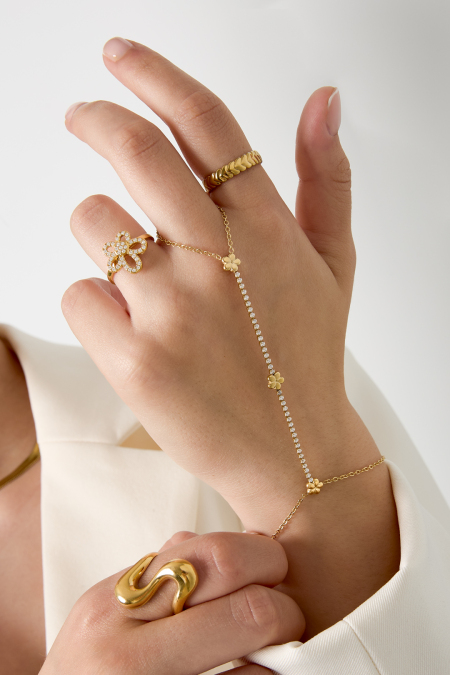 Bracelet de main style tennis avec fleurs 2