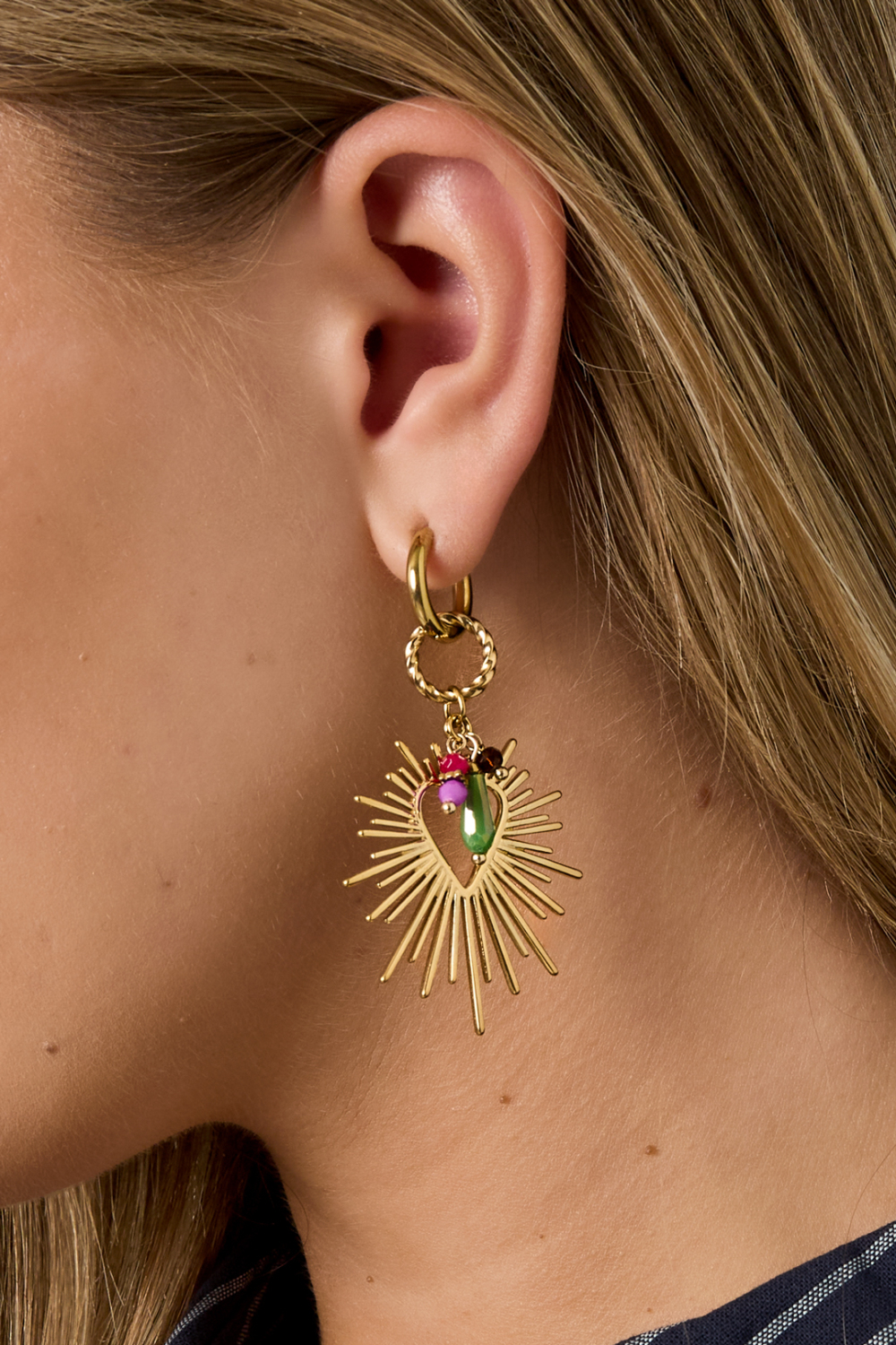 Boucles D'Oreilles À Breloques Happy Heart Brillantes h5Image3