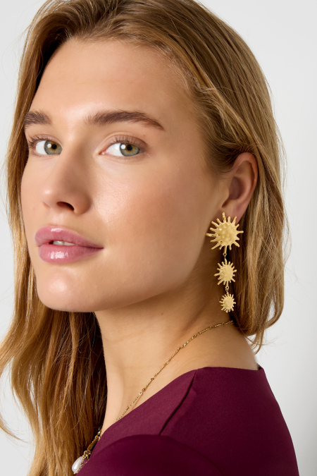 Boucles d'oreilles pendantes en acier inoxydable, style soleil, décontractées, simples et quotidiennes, bijoux pour femmes 2