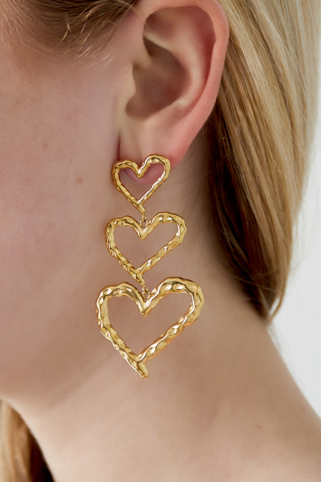 Boucles d'oreilles pendantes en acier inoxydable, style cœur, style décontracté, pour tous les jours 2