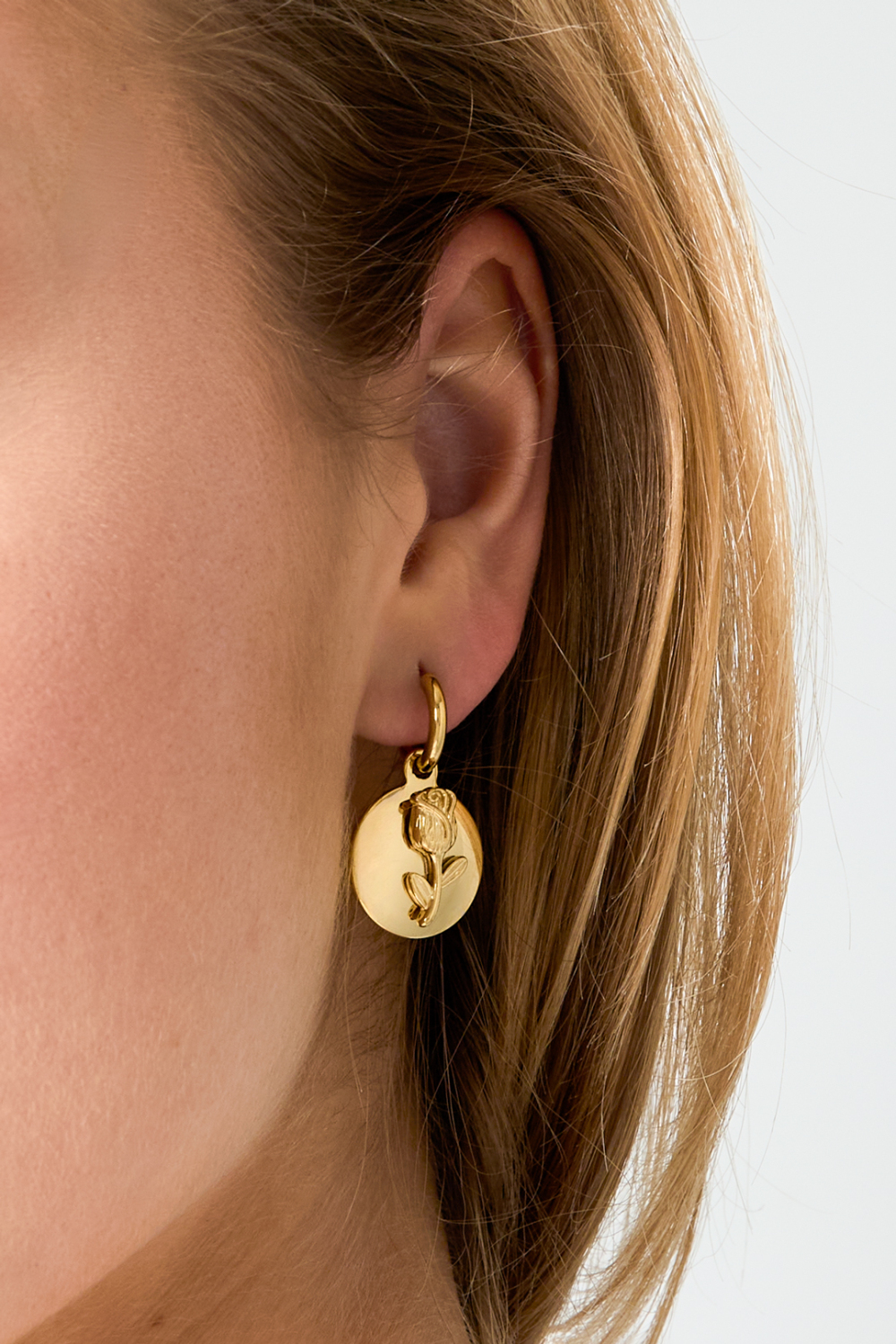 Boucles D'Oreilles Avec Pendentif Rose En Fleur Image3