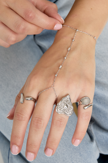 Chaîne de main avec perles et pierres rectangulaires 2