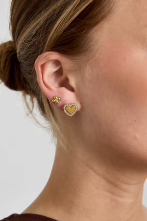 Boucles D'Oreilles Puces En Forme De Cœur Aux Bords Sertis h5 Image2