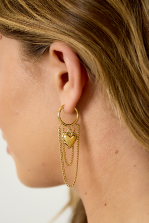Boucles D'Oreilles Créoles Avec Chaînettes Et Cœur h5 Image3
