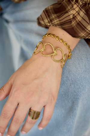 Bracelets Manchettes En Acier Inoxydable, Motif Cœur, Collection Décontractée Et Simple Pour Femmes h5 Image2