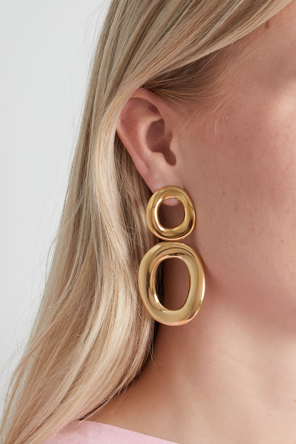 Boucles D'Oreilles Pendantes En Acier Inoxydable, Style Cercle, Style Décontracté, Simple Et Quotidien, Bijoux Pour Femmes Image2