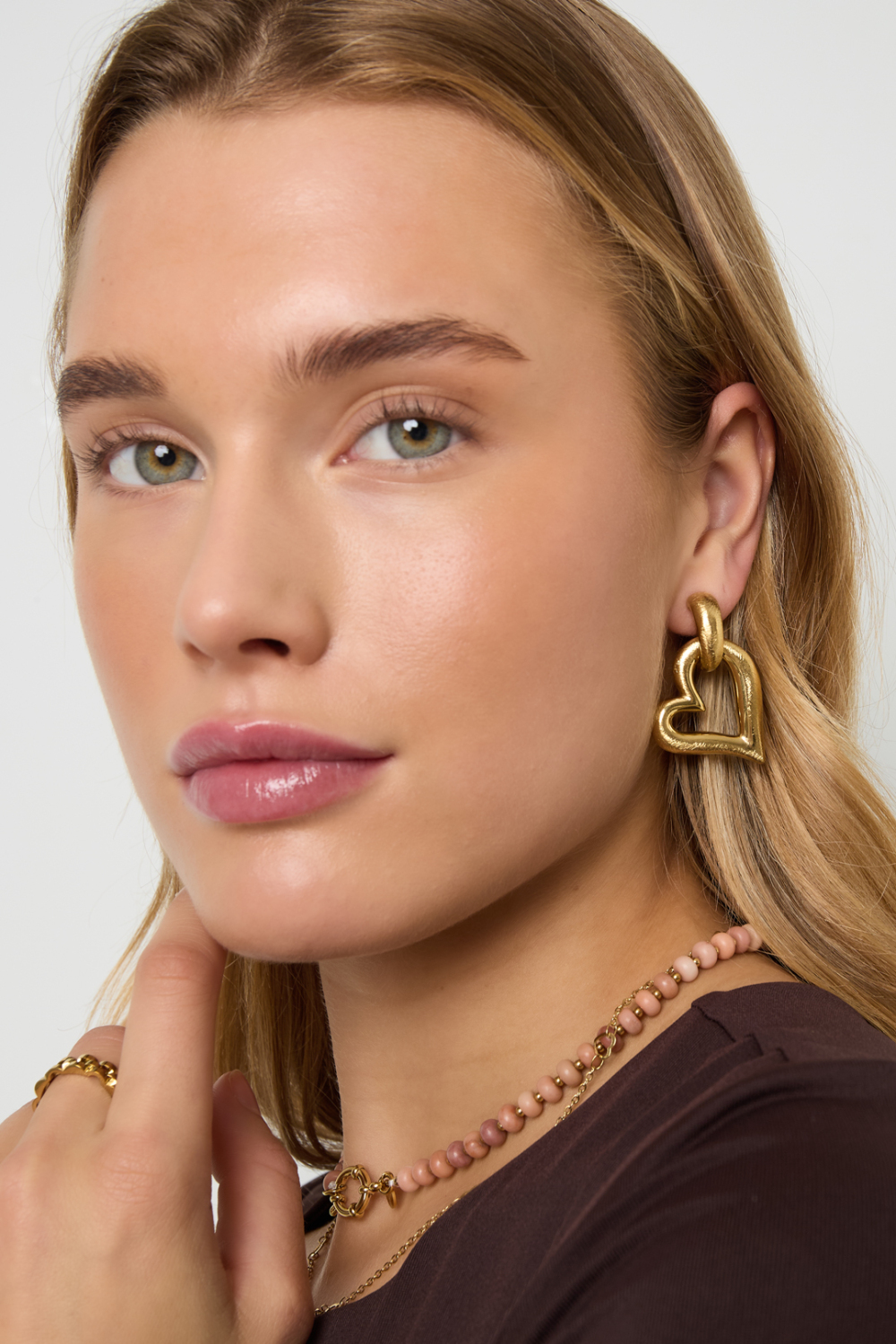 Boucles D'Oreilles Pendantes En Forme De Cœur, Série Simple Et Décontractée Pour Le Quotidien, Bijoux Pour Femmes h5Image4