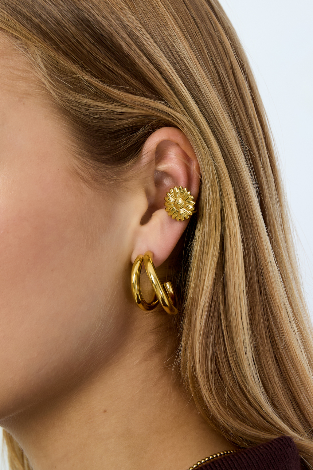 Boucles D'Oreilles En Acier Inoxydable, Style Décontracté Et Simple, Série Fleur, Bijoux Pour Femmes Image2