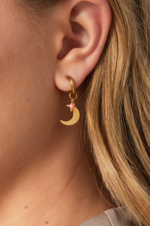 Boucles D'Oreilles Avec Breloque Lune Et Perle Colorée h5 Image2