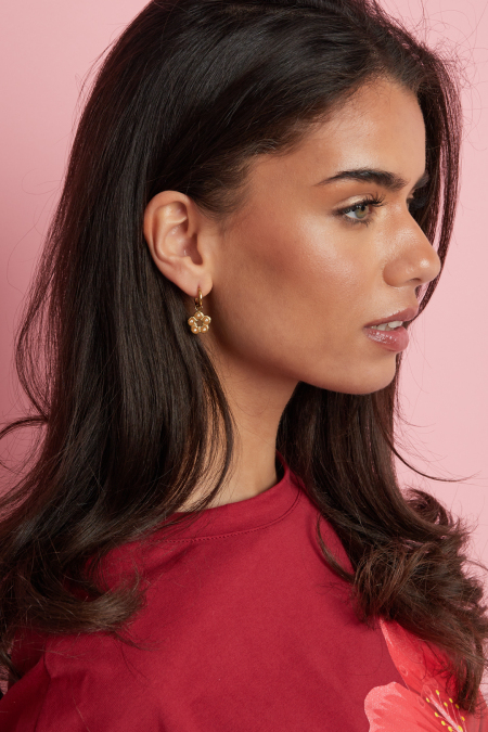 Boucles d'oreilles ornées de pierres en forme de fleur 2