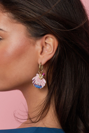 Boucles D'Oreilles Avec De Gros Coquillages Et Des Breloques En Perles h5 Image3