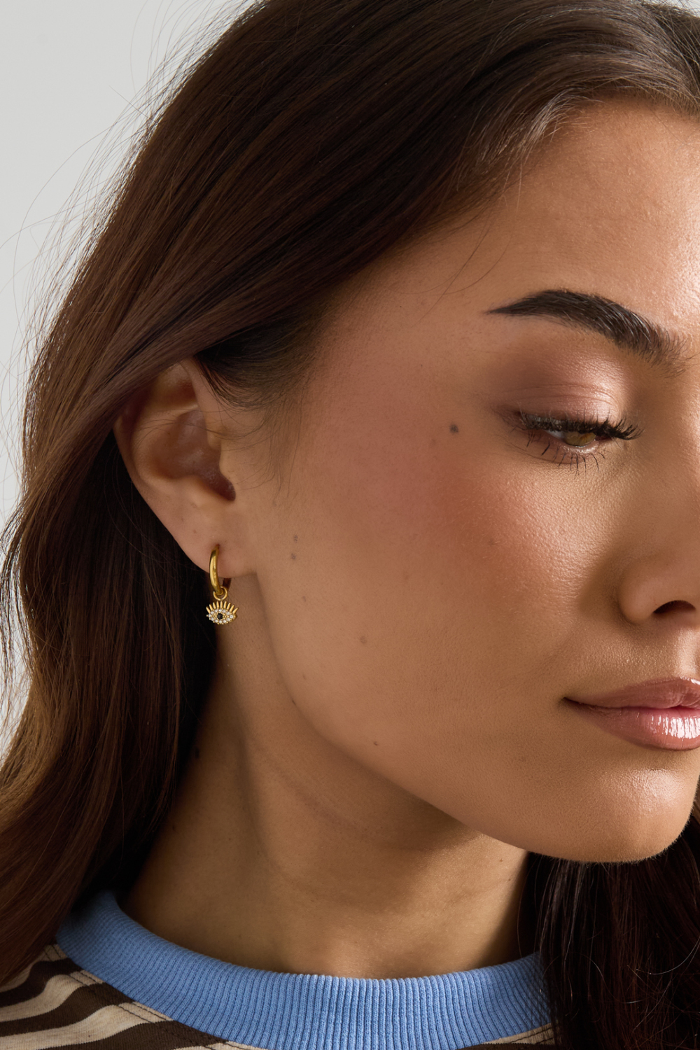 Boucles D'Oreilles Pendantes En Acier Inoxydable, Œil De Diable, Collection Décontractée Et Simple Pour Femmes Image2