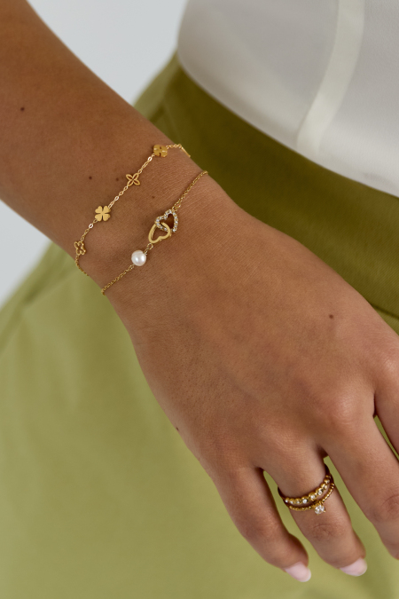 Bracelet pour toujours coeurs - Acier Inoxydable Doré 2